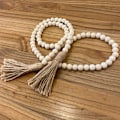 Miniatyrbild 6 av 8: Farmhouse Beads 58in Träpärl Garland med Tofs Rustik Count