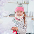 Miniatyrbild 3 av 4: Vintermössa för barn, vinterscarf, set, varma ränder, stickad mössa, öglehalsduk, handskar, set för barn för barn i åldern