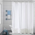 Miniatyrbillede 5 af 6: Hvid Farmhouse Bruseforhæng 70 x 70 med Shabby Chic Ruffles