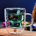 Miniatyrbillede 8 af 8: Unik Dobbeltvægget Julekaffekrus, Dobbeltlags Glasdesign Sikrer Varmebestandig Og Kondensbestandig Ydeevne, Perfekt Til