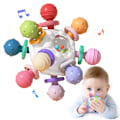 Miniatyrbild 1 av 4: Bitleksak för bebis från 3 månader, sensorisk skallerboll greppboll baby leksak gjord av silikon, Montessori motorik leksak babygåva från 0 6 9 månader