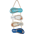Miniatyrbild 1 av 4: Nautisk strand flip flop väggprydnad, trätofflor hängande