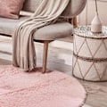 Miniatyrbilde 2 av 5: Blush Rund Teppe til Soverom, Fluffy Sirkelteppe 140cm til Barnerom, Pussete Teppe til Jenterom, Shaggy Sirkel - Rosa