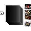 Grillmatte til barbecue - BBQ Grill Mat - Sæt af 5 - 40 x 33 cm - Non-stick Svart