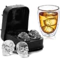Eastor Skull Ice Cube Mould, 3D Skull Black Silikon Ice Cube Mould, 4 Cavity Silikon Ice Cube Formar, Idealisk för W,742