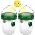 Set med 2 solcellsdrivna insektfällor med solenergi LED-lampa, hängande bi-fälla, getingfälla, levande getingfälla