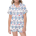 Miniatyrbild 1 av 8: Barnens kanintryck pyjamas set, kortärmad T-shirt och shorts, 2 pyjamas blue 10-11 years old