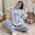 Miniatyrbild 3 av 7: Minio Snoopy - Dam grov ull pyjamas, flickors fritidskläder, 2-delad presentset Snoopy XL 60-67 kg