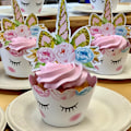 Miniatyrbild 6 av 6: Engångsbestickset med enhörning för flickor, festartiklar för födelsedagskalas, tallrikar, koppar, servetter, banderoller, babyshower-tillbehör 1 set of cake rack No,