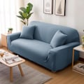 Miniatyrbild 1 av 5: Soffaöverdrag i enfärgad elastisk hörnsoffa i 2 delar Grey Blue No,
