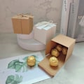 Miniatyrbild 3 av 5: Retro fyrkantig kraftpappersförpackningslåda, godislåda, presentförpackningslåda, 10 stycken Khaki 7x7x7cm