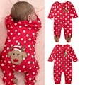 Miniatyrbild 3 av 3: Nyfödd långärmad babykläder med fötter, söta herr- och dampyjamas, utomhus krypande babykläder 1 66 centimeters