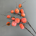 Miniatyrbillede 2 af 5: Kunstige kaki-bær med frostet finish, kunstige frugtgrene til boligindretning Yellow flat persimmon branch