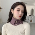 Miniatyrbilde 5 av 5: Dame falsk krage Avtakbar halv Strikket Knapp Pullover Sc Wine Red 21cm