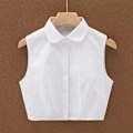 Miniatyrbilde 3 av 5: Falsk krage for kvinner, avtakbar spiss rund hals, moteriktig Vest white pointed collar L size