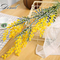 Miniatyrbilde 3 av 5: 86cm 3 Grener Kunstig Acacia Gul Mimosa Pudica Spray Falsk Silkeblomst Bryllupsfest Event Dekor Rød Bønneplante Til Jul