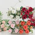 Miniatyrbillede 2 af 5: Kunstig Blomst Falsk Rose Foto Rekvisit Bordpynt Bryllupsfest Dekorationsartikler Red