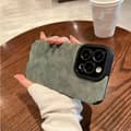 Fodral för iPhone 16pro Smaragd läder plyschläder