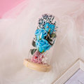 Miniatyrbillede 3 af 5: Rose Lampe Simuleret Anti-falmende Glas Evig Kunstig Blomst Funklende Lys Dekor Valentinsdag Tilbehør Sky Blue