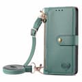 Fodral för iPhone 15 Plus Grön [lång crossbody-rem] Source Love Pebbled RFID-blockerande rem