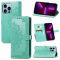 Etui til iPhone 13 Pro grønn Source Flip limt skinn