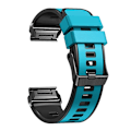 Miniatyrbillede 3 af 4: Himmelblå Sort Himmelblå Sort Tofarvet Silikone Urrem kompatibel med Garmin Fenix 7x