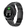 Miniatyrbillede 1 af 5: Sort Sort Stål Armbåndsursrem kompatibel med Garmin Fenix 5 22mm