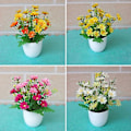 Miniatyrbillede 5 af 5: Kunstig Blomst i Potte Festdekoration Plast DIY Kunstig Blomst i Potte til Fest Orange