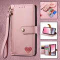 Etui til iPhone 14 Plus Pink [kort lanyard] Source Love Pebbled RFID-Blokerende Rem