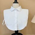 Miniatyrbilde 1 av 5: Dame falsk krage Avtakbar halv Ren Bomull Ensfarget Sh Light Plate round neck White