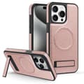 Fodral för iPhone 15PROMAX rosa läder Magnetiskt helkroppsstativ