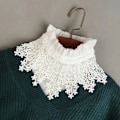 Miniatyrbilde 3 av 5: Dame falsk krage Avtakbar halv Chiffon Matchende Skjorte Fas Black lace petal collar-one size