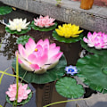 Miniatyrbillede 3 af 11: Flydende Kunstig Lotus Simulation Lotus Vandplanter Falsk Åkande til Have Dam Terrasse Dekoration Peach