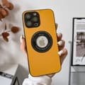 Fodral för iPhone 14PRO gul Pebbled läder Magnetisk Saknas etikettlins