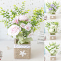 Miniatyrbillede 1 af 2: Kunstige Bonsaiplanter Intet Vand Behov Udsøgte Farverige Falske Silke Simulations Potteplanter White
