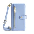 Fodral för iPhone 13pro MAX Blå (med lång axelrem + kort handledsrem) Flip Crossbody-rem
