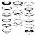 Miniatyrbilde 1 av 5: Dame falsk krage Avtakbar halv Choker / Halskjede Kombinasjon T set 25-15 piece set