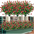 Miniatyrbillede 1 af 5: Kunstige Blomster, Falske UV-resistente Buksbom Buske Faux Plastik Grønne Planter Red 24