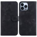 Etui til iPhone 13 Pro svart Lily preget 3D-preget lommebok med kortholder