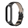 Pikkukuva 1 / 5: Musta Musta yhteensopiva Xiaomi Mi Band 6 / 5 / 4 / 3 Nahkainen kellon ranneke