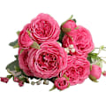 Miniatyrbilde 1 av 5: 1 stk 5-hoders kunstig stoffrose hjemmefest brude hjem bryllup borddekorasjon Rose Red