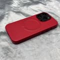 Fodral för iPhone 16Pro Crimson läder Magnetisk Magnetisk
