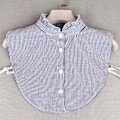 Miniatyrbilde 5 av 5: Dame falsk krage Avtakbar halv Avtakbar skjorte All-Match Blue Plaid