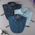 Miniatyrbilde 2 av 4: Dame falsk krage Avtakbar halv, Vinter Denim Avtakbar Adult round denim smalt