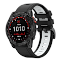 Miniatyrbillede 1 af 5: Sort Hvid Sort Hvid Tofarvet Silikone Urrem kompatibel med Garmin Fenix 7x