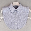 Miniatyrbilde 1 av 5: Løs krage for kvinner, avtakbar - Barn Vår, Høst og Vinter Blue striped pointed collar