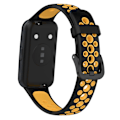 Miniatyrbillede 1 af 5: Sort Gul Sort Gul Åndbar Silikone Urrem kompatibel med Huawei Band 7 / 7 Nfc