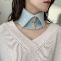 Miniatyrbilde 1 av 5: Dame falsk krage Avtakbar halv Strikket Knapp Pullover Sc Light gray 21cm