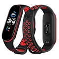 Miniatyrbillede 2 af 5: Sort Rød Sort Rød kompatibel med Xiaomi Mi Band 6 (ca8856) Silikone Urrem