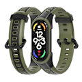 Miniatyrbillede 1 af 3: Sort Armygrøn Sort Armygrøn Tofarvet Silikone Urrem kompatibel med Xiaomi Mi Band 7 / 7 Nfc